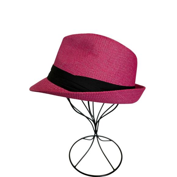 The Hatter Co OS Tweed Classic Cuban Style Fedora Pink Hat Beach Travel Retro - Picture 2 of 6